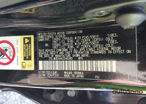 2010 Toyota Highlander Hybrid Limited V6 from USA, damaged, VIN JTEJW3EH4A2048380